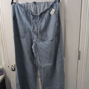 GAP Relaxed Fit Light Blue baggy Wide Leg Soft Denim Look Pants XL Tall